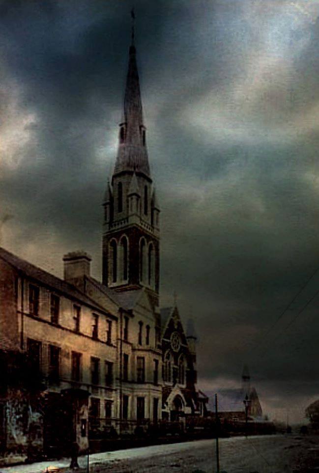 The spire of Shankill Parish Church in Lurgan was blown down